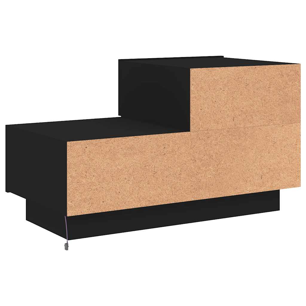 Nightstand with LED Lights, Black, 70x36x40.5cm