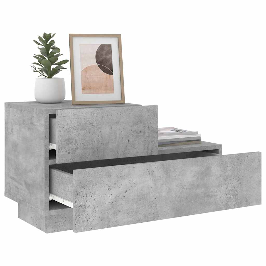 Nightstand with LED lights, concrete grey, 70x36x40.5cm