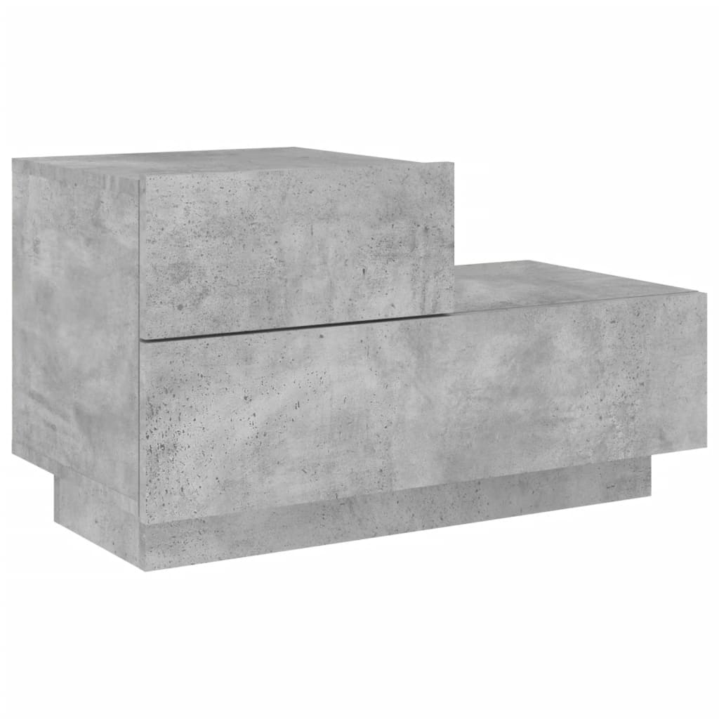 Nightstand with LED lights, concrete grey, 70x36x40.5cm