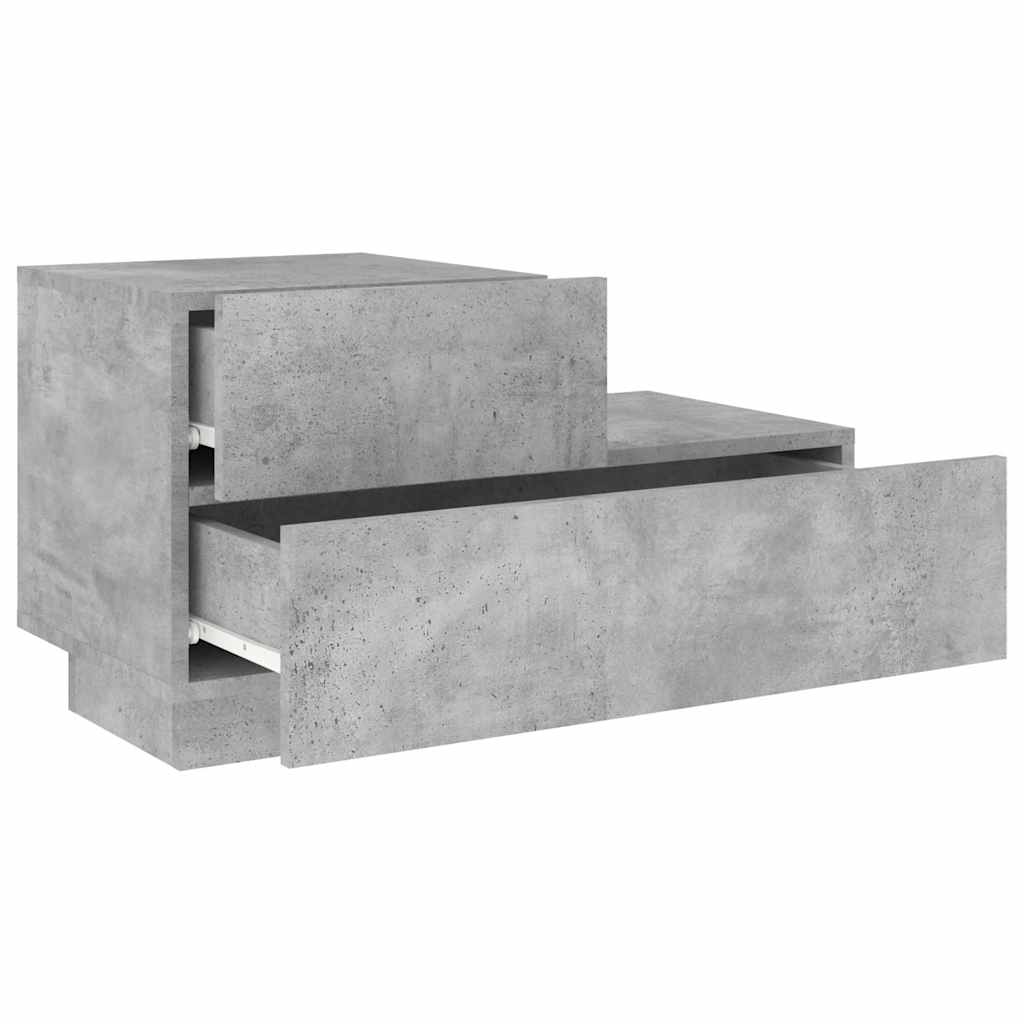 Nightstand with LED lights, concrete grey, 70x36x40.5cm