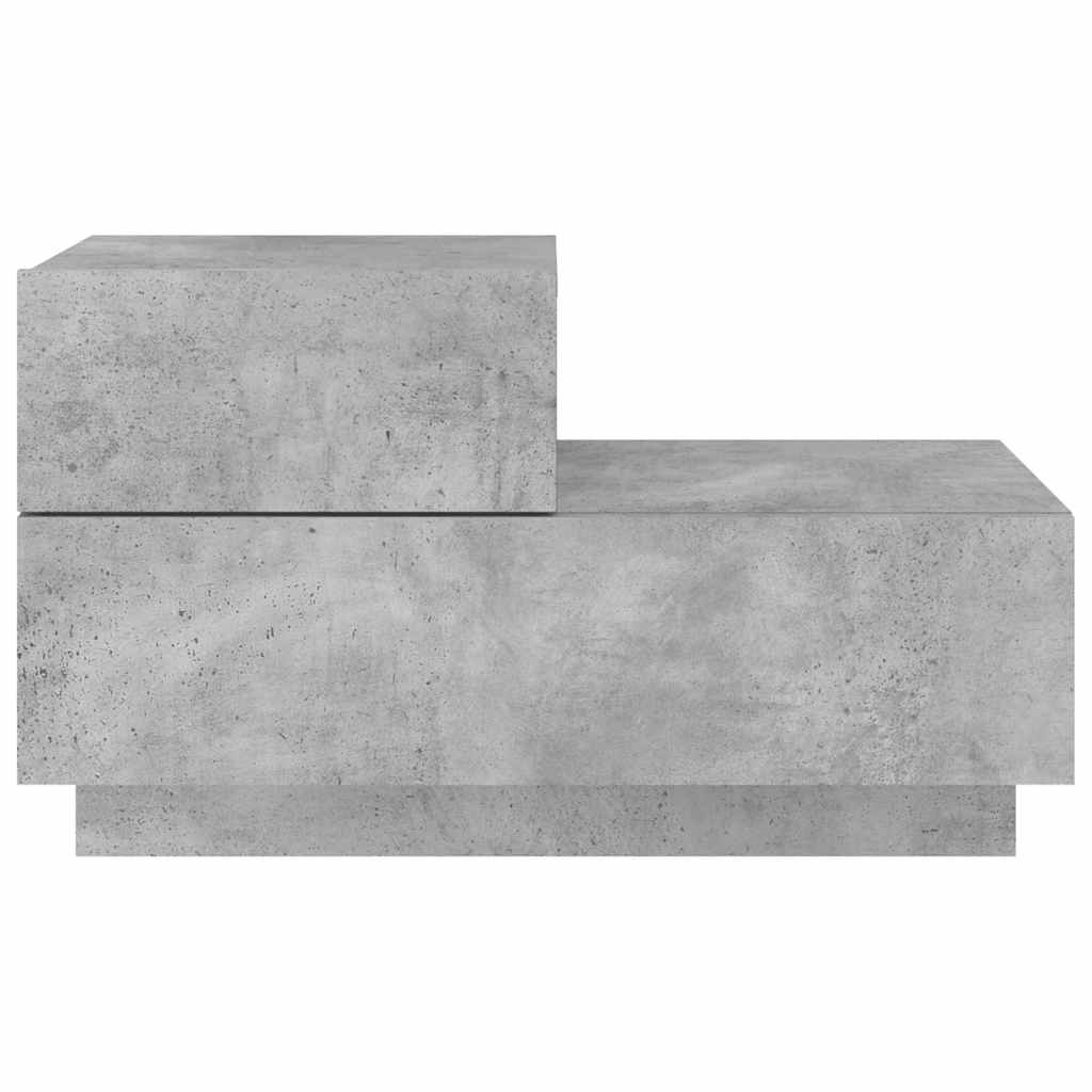 Nightstand with LED lights, concrete grey, 70x36x40.5cm