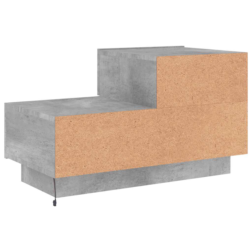 Nightstand with LED lights, concrete grey, 70x36x40.5cm