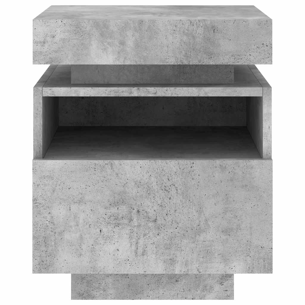 Naktinė spintelė su LED lemputėmis, betono pilka, 40x39x48,5cm