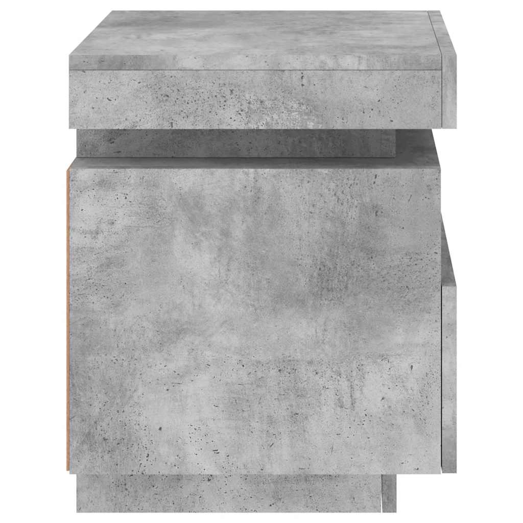 Naktinės spintelės su LED, 2vnt., betono pilkos, 40x39x48,5cm