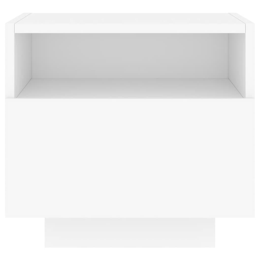 Naktinė spintelė su LED lemputėmis, balta, 40x39x37cm