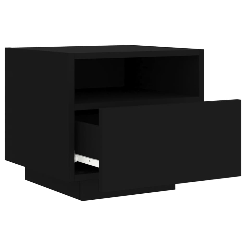 Bedside tables with LED, 2 pcs, black, 40x39x37cm