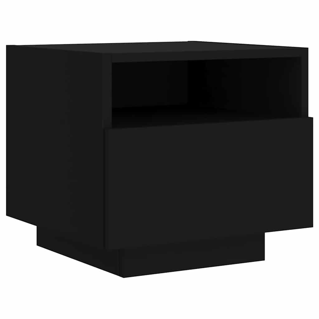 Bedside tables with LED, 2 pcs, black, 40x39x37cm