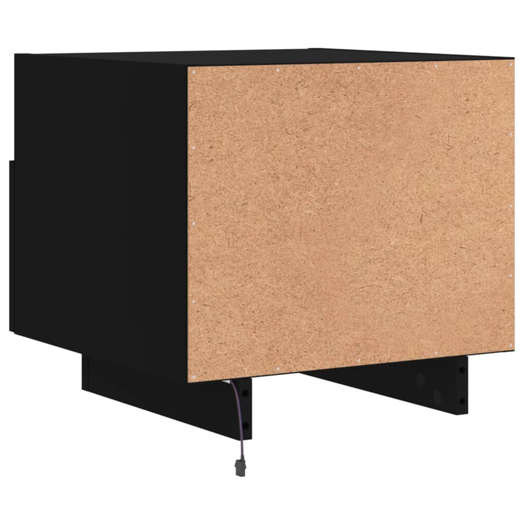 Bedside tables with LED, 2 pcs, black, 40x39x37cm