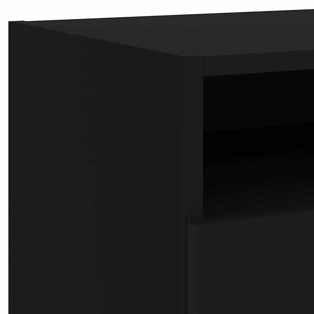 Bedside tables with LED, 2 pcs, black, 40x39x37cm