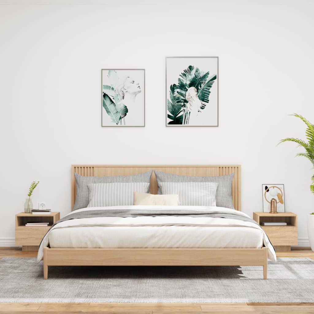 Naktinės spintelės su LED, 2vnt., ąžuolo, 40x39x37cm