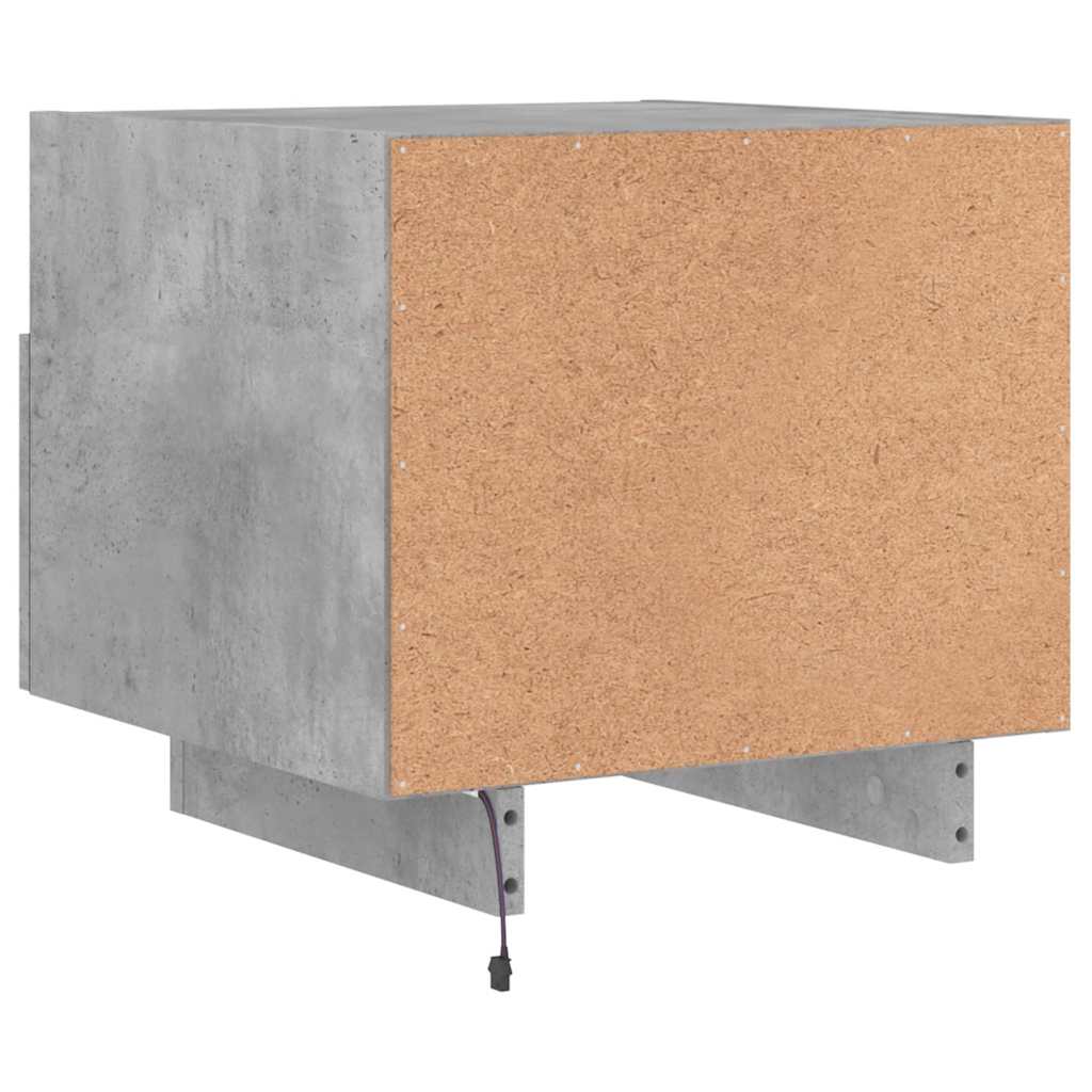 LED Nightstands, 2 pcs., concrete gray, 40x39x37cm
