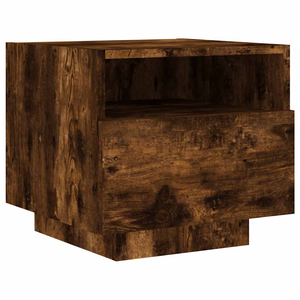 Nightstand with LED lights, smoke, 40x39x37cm