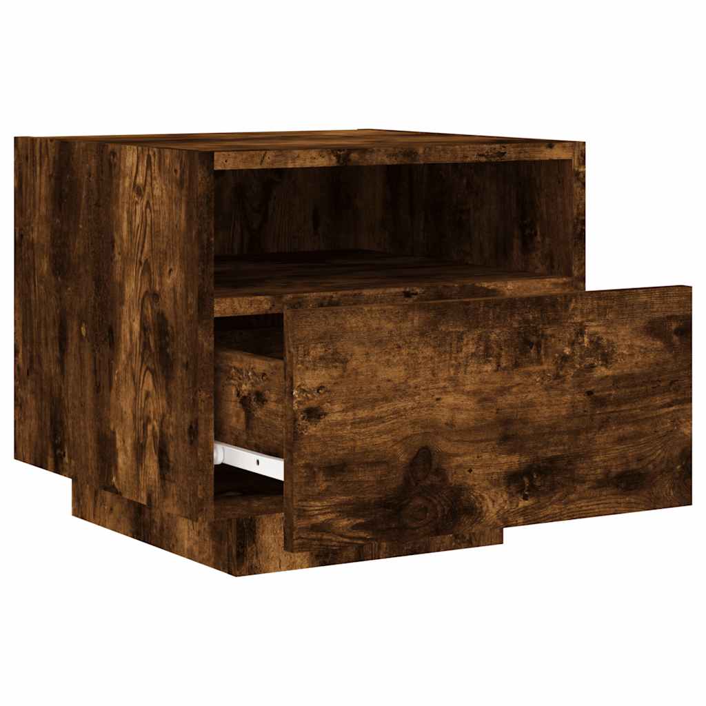 Nightstand with LED lights, smoke, 40x39x37cm