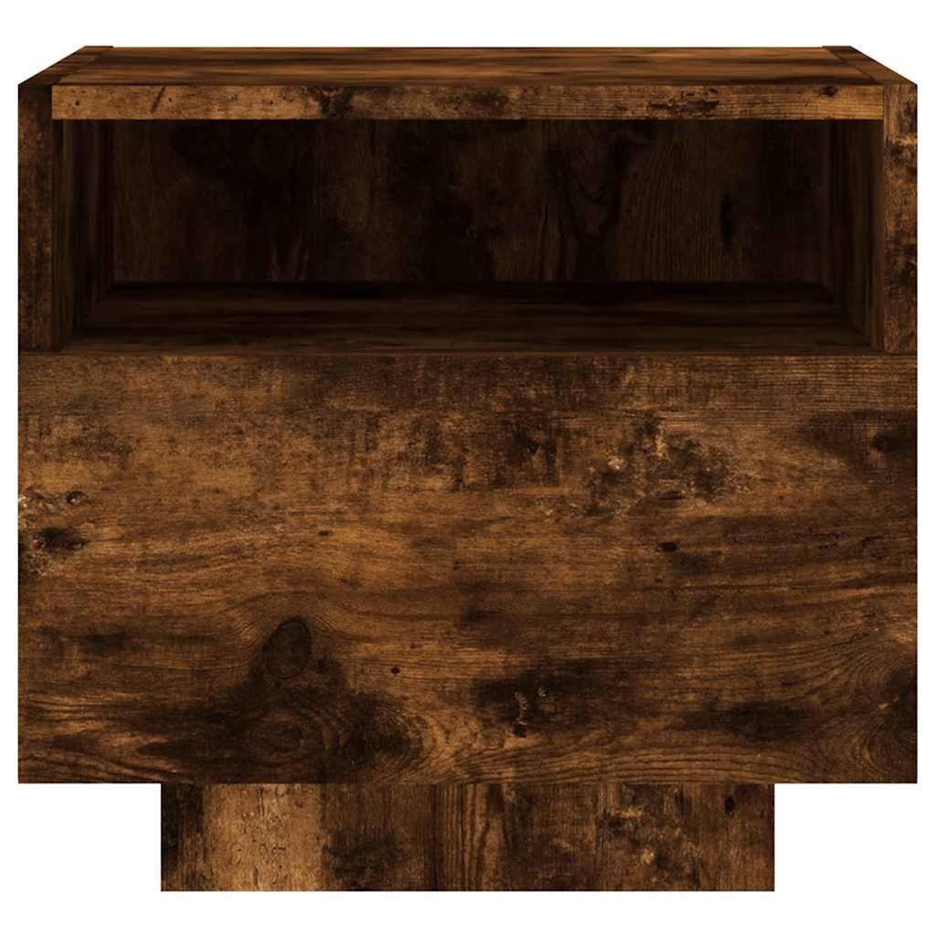 Naktinė spintelė su LED lemputėmis, dūminė, 40x39x37cm