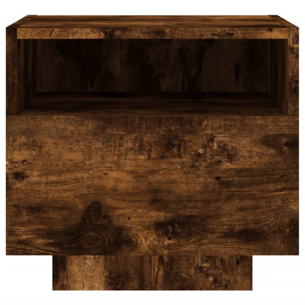 Nightstand with LED lights, smoke, 40x39x37cm