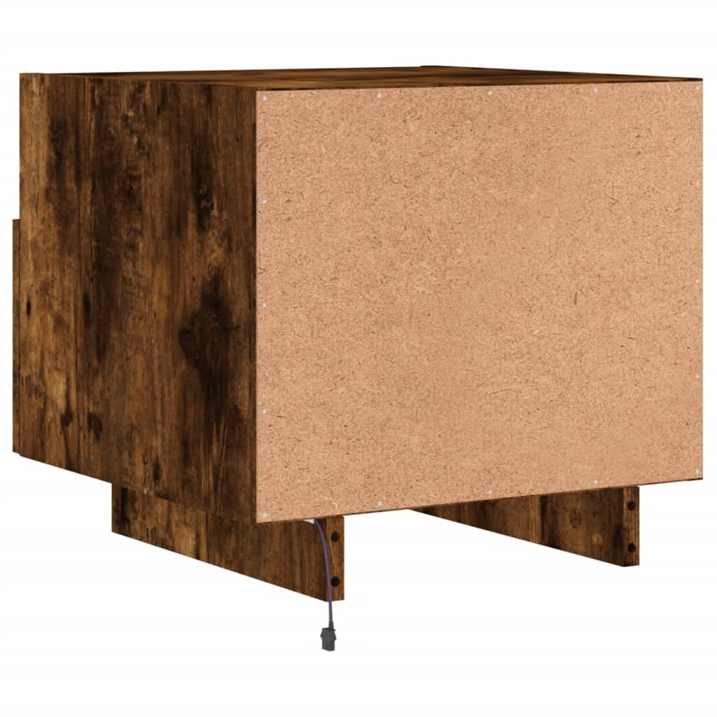 Nightstand with LED lights, smoke, 40x39x37cm