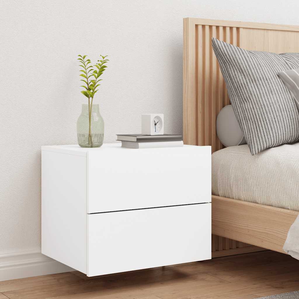 Wall-mounted nightstand with LED, white