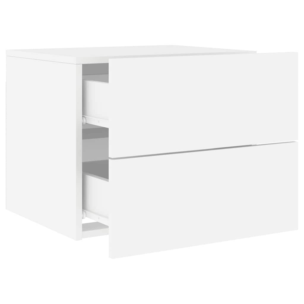 Wall-mounted nightstand with LED, white