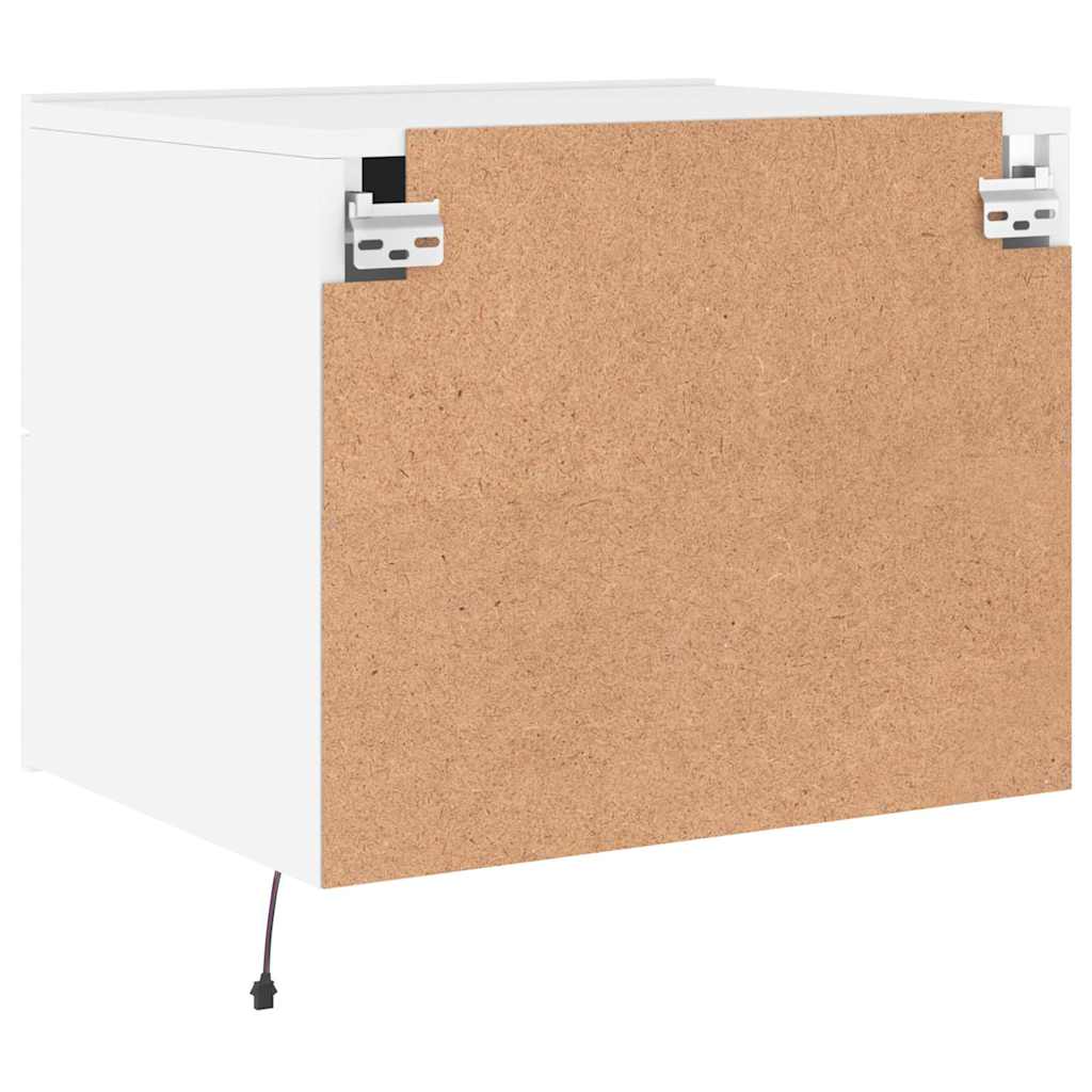 Wall-mounted nightstand with LED, white