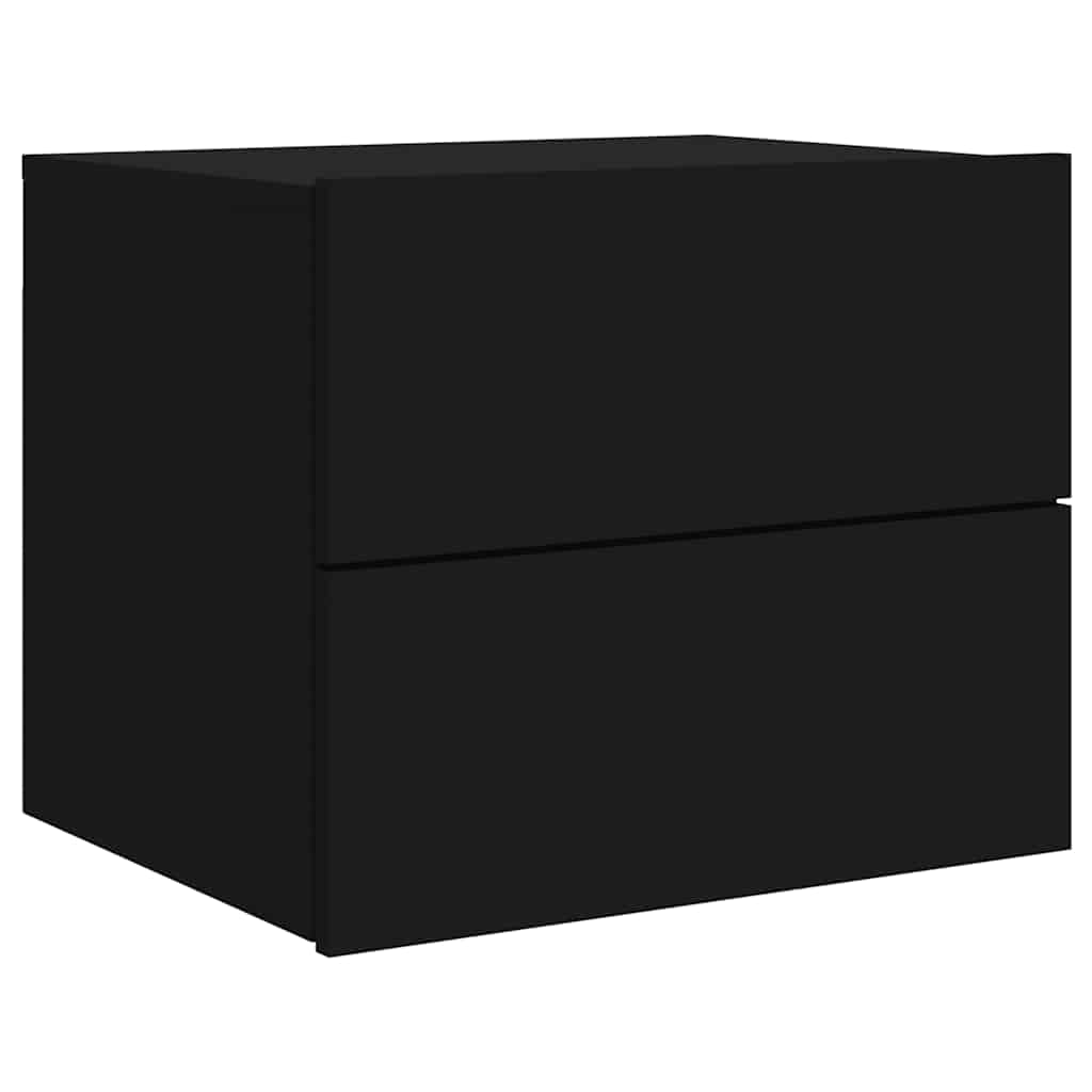 Wall-mounted bedside tables with LED, 2 pcs., black