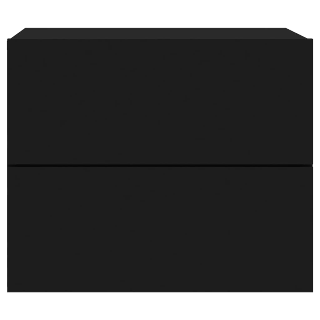 Wall-mounted bedside tables with LED, 2 pcs., black