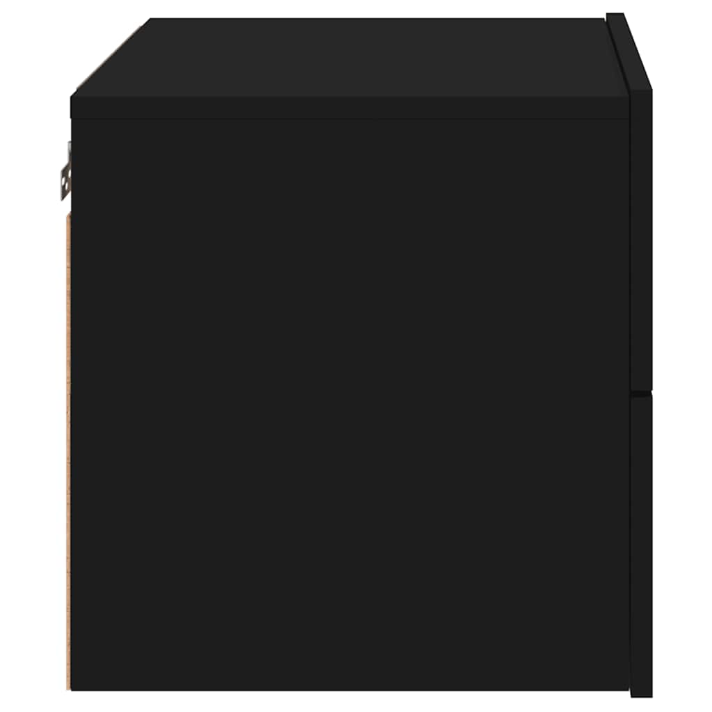 Wall-mounted bedside tables with LED, 2 pcs., black