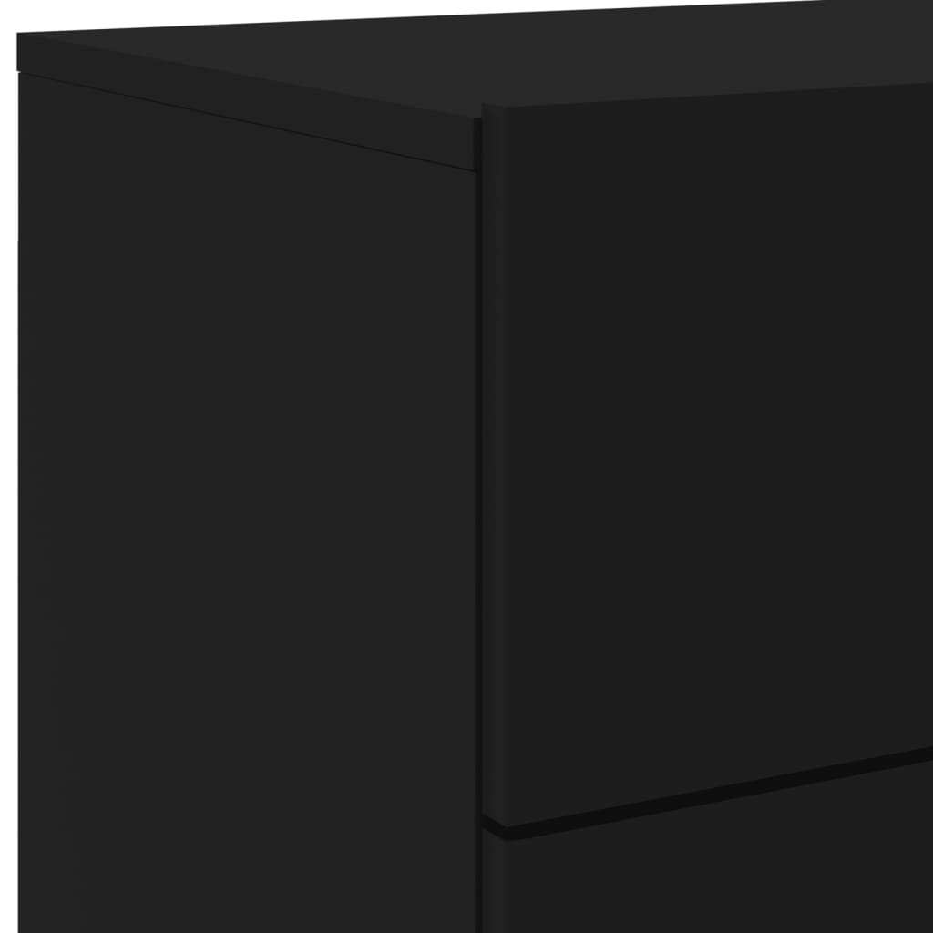 Wall-mounted bedside tables with LED, 2 pcs., black