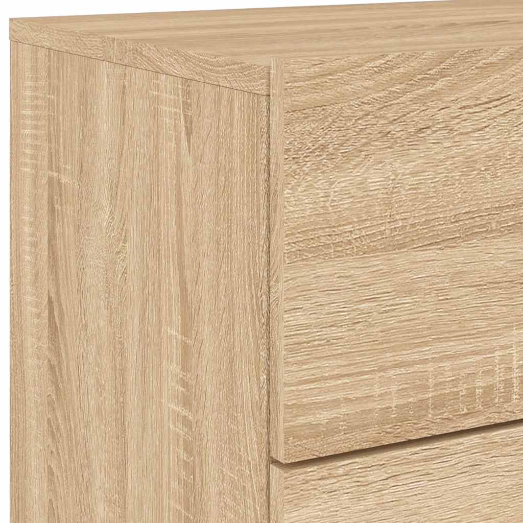 Wall-mounted bedside tables with LED, 2 pcs, oak