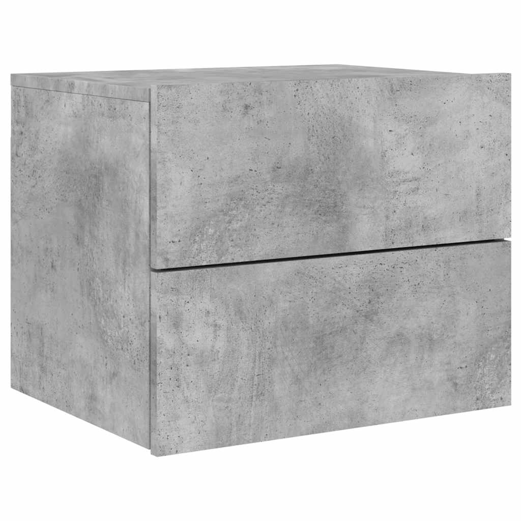Wall-mounted nightstand with LED, concrete grey