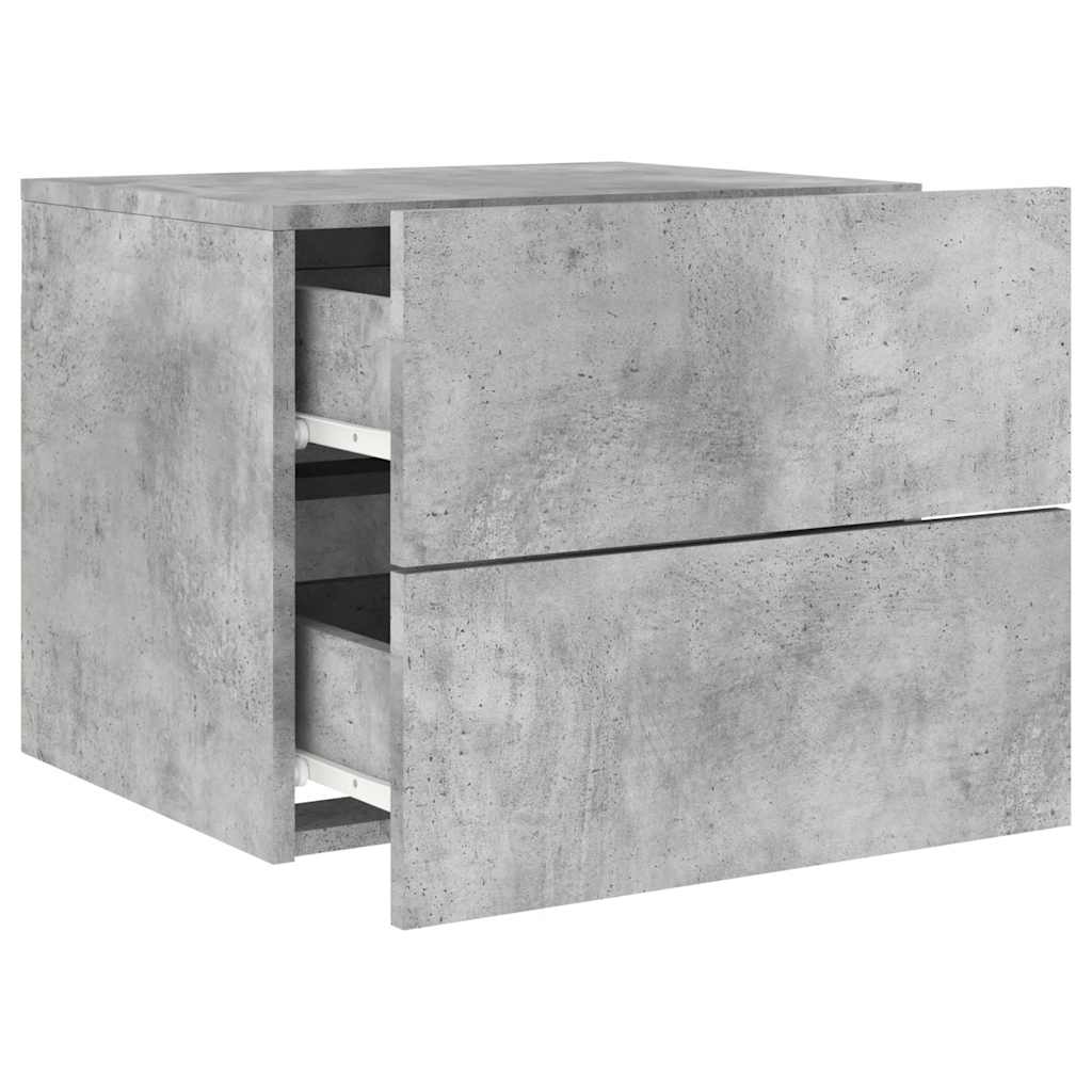 Wall-mounted nightstand with LED, concrete grey