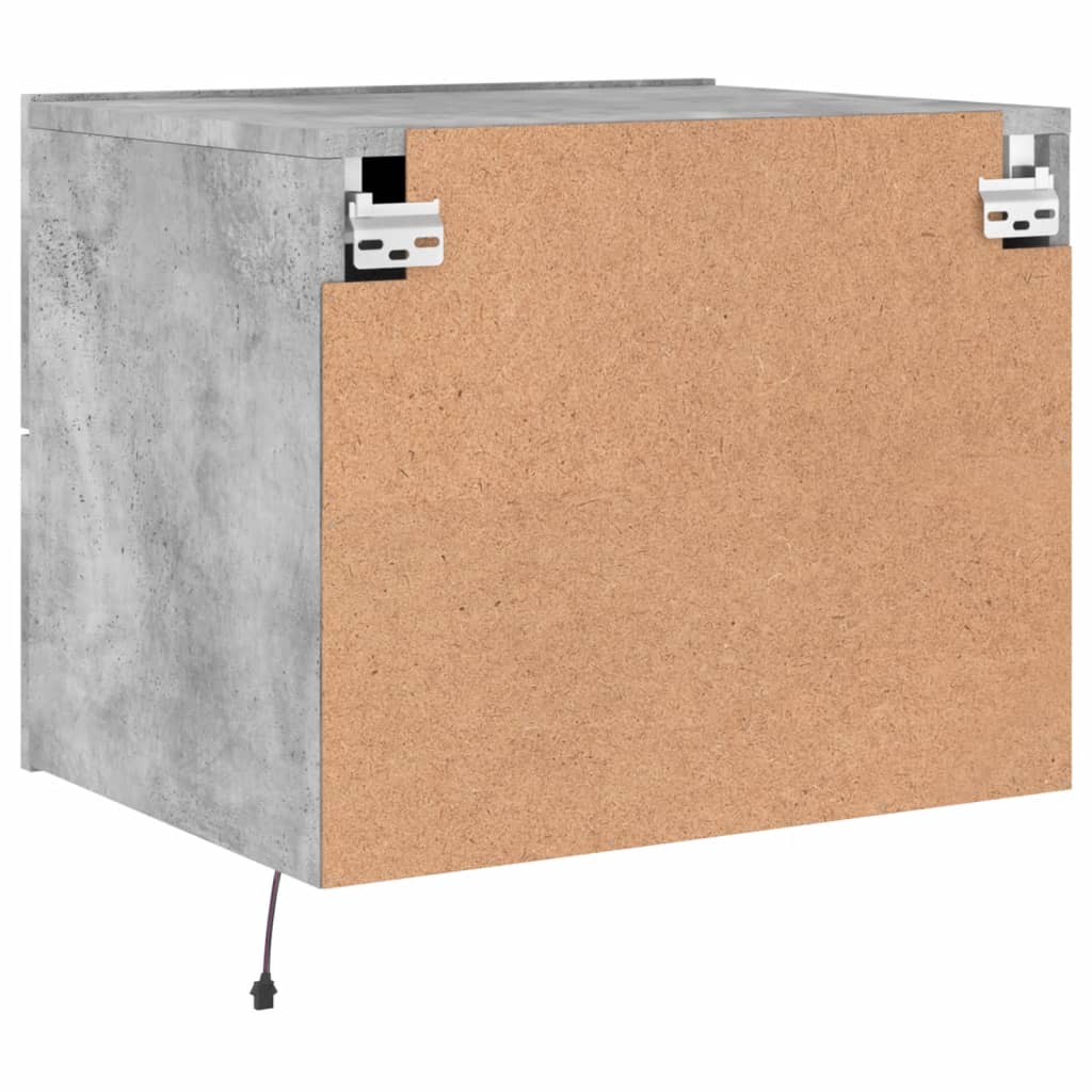 Wall-mounted nightstand with LED, concrete grey