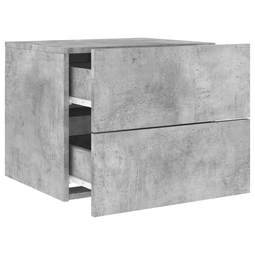 Wall-Mounted Nightstands with LED, 2 pcs, Concrete Grey