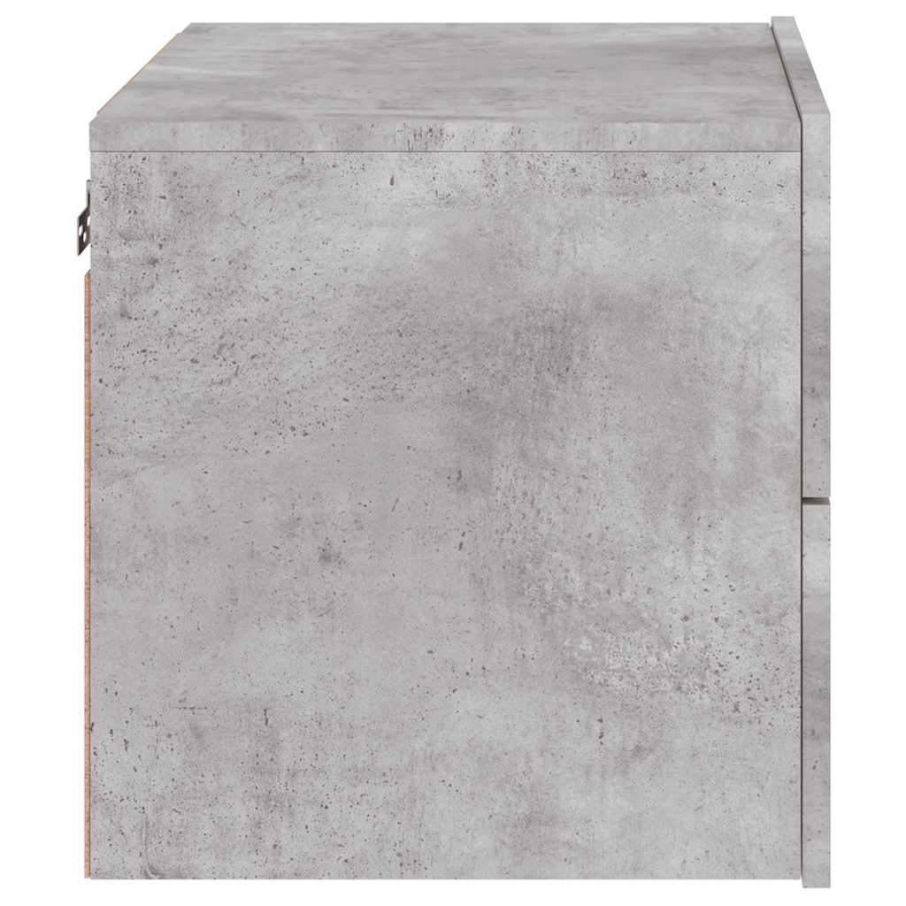Wall-Mounted Nightstands with LED, 2 pcs, Concrete Grey