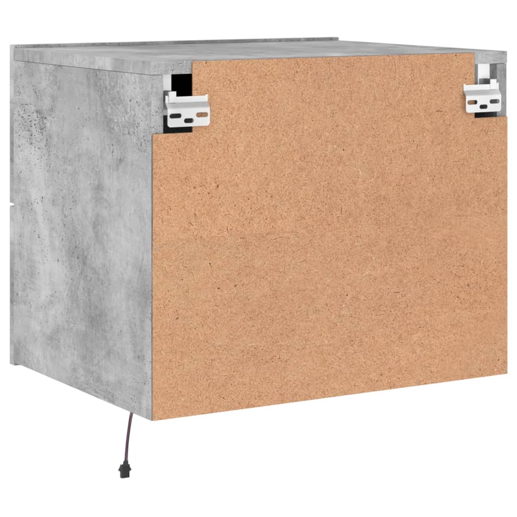 Wall-Mounted Nightstands with LED, 2 pcs, Concrete Grey