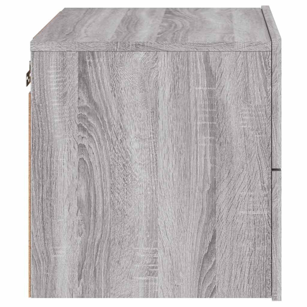 Wall-Mounted Nightstands with LED, 2 pcs., Grey Oak