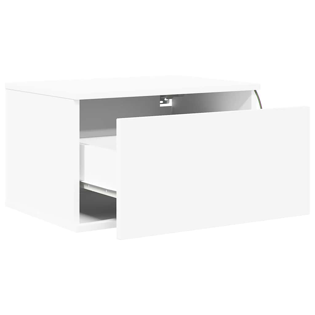 Pie sienas stiprināms nakts skapītis ar LED, balts