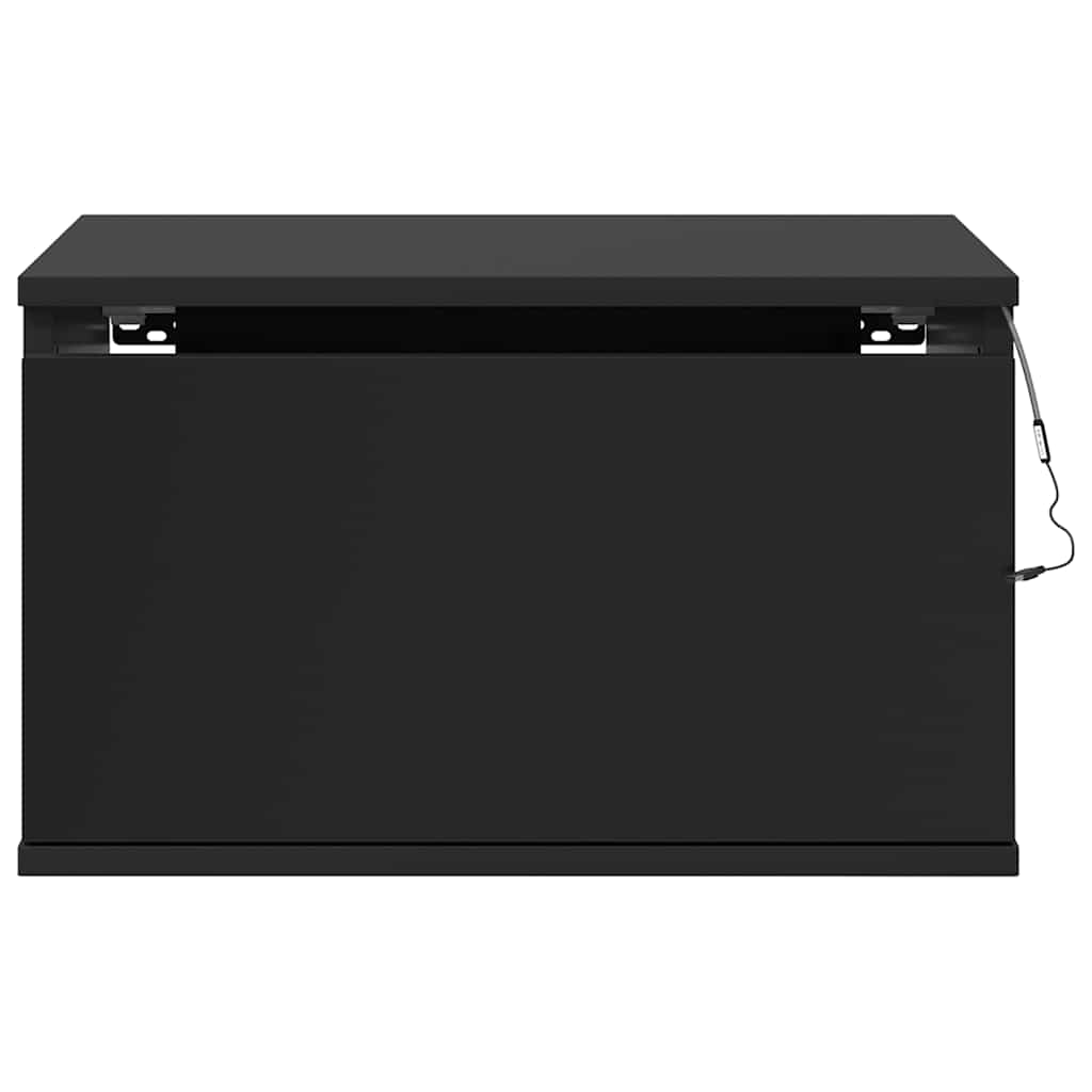 Sieninės naktinės spintelės su LED, 2vnt., juodos