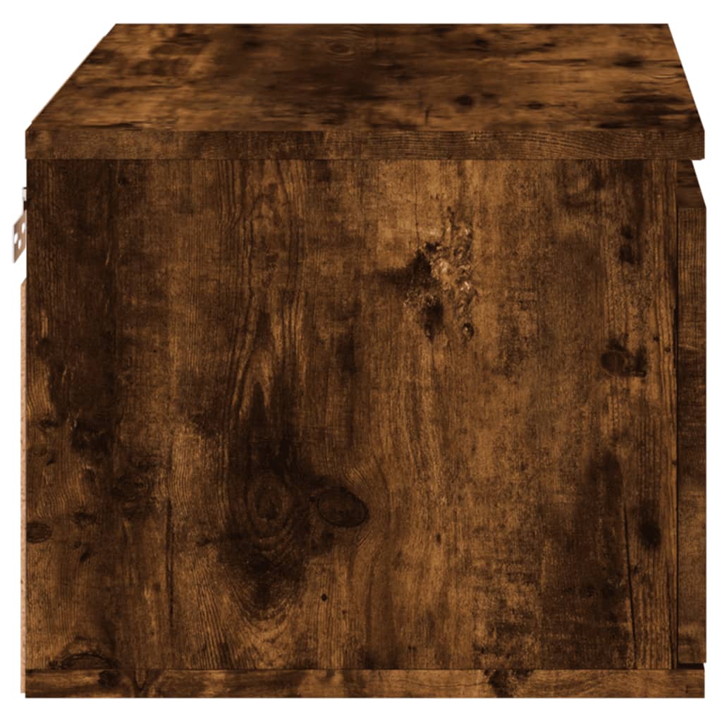 Wall-mounted nightstand with LED, smoked oak