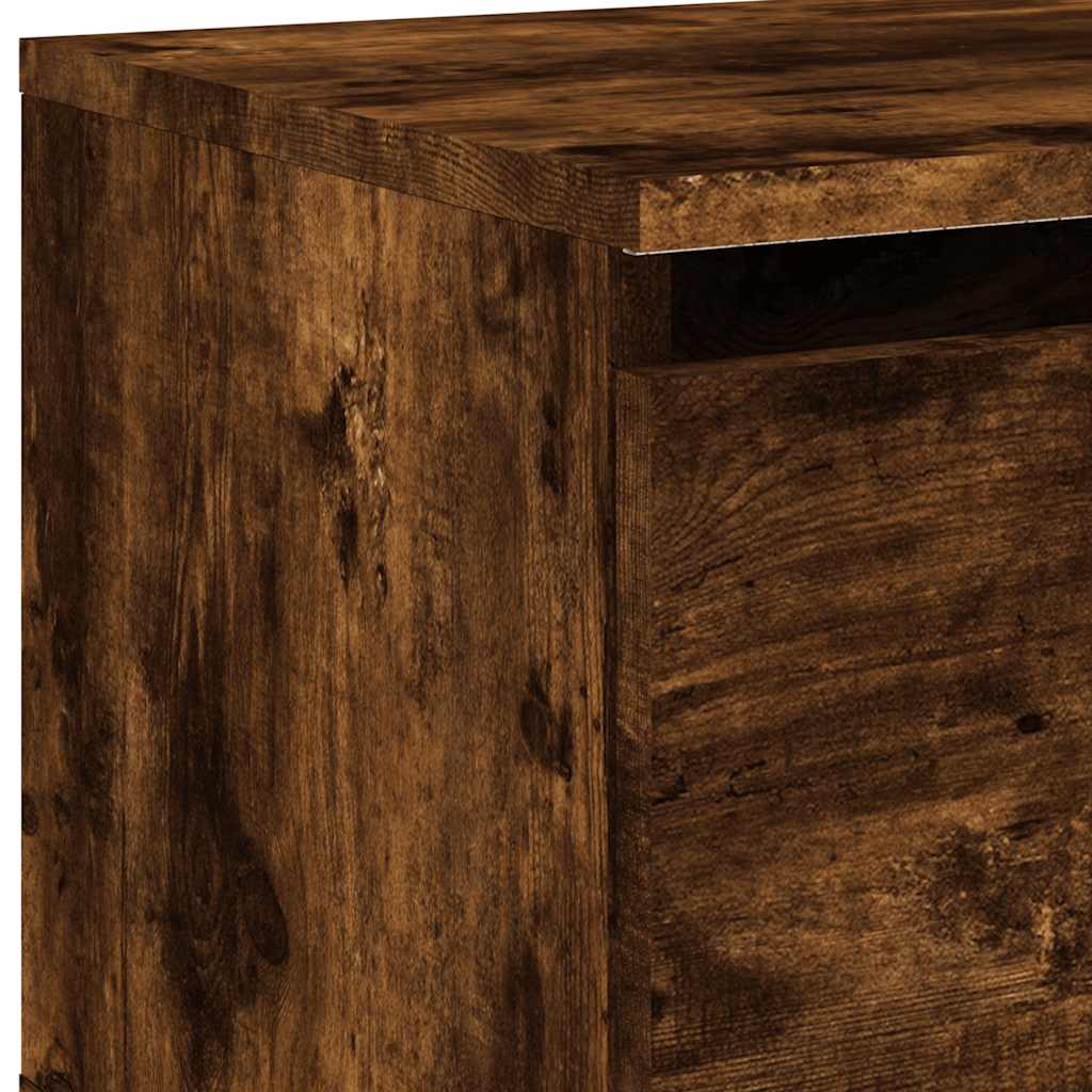 Wall-mounted nightstand with LED, smoked oak