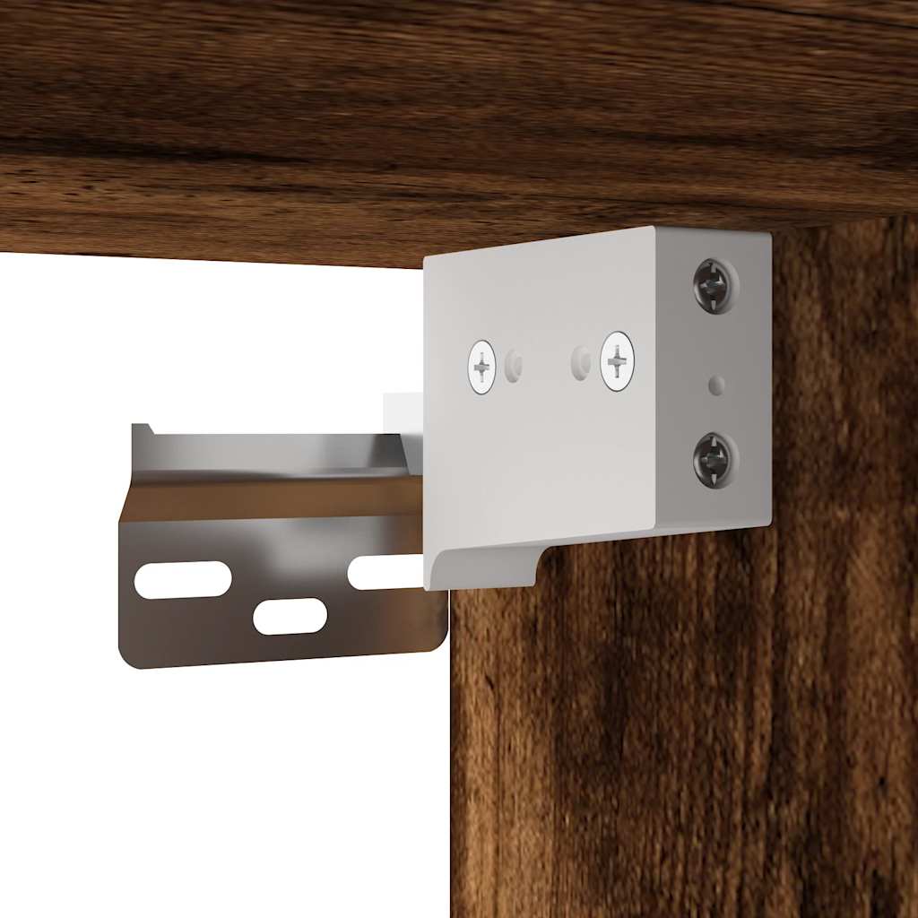 Wall-mounted nightstand with LED, smoked oak
