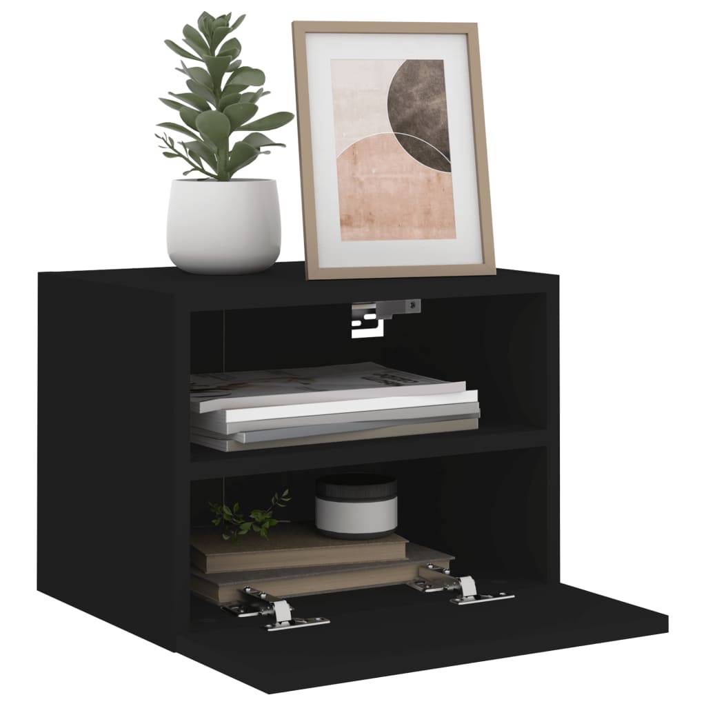 Wall TV cabinets, 2 pcs., black, 40x30x30cm, wood