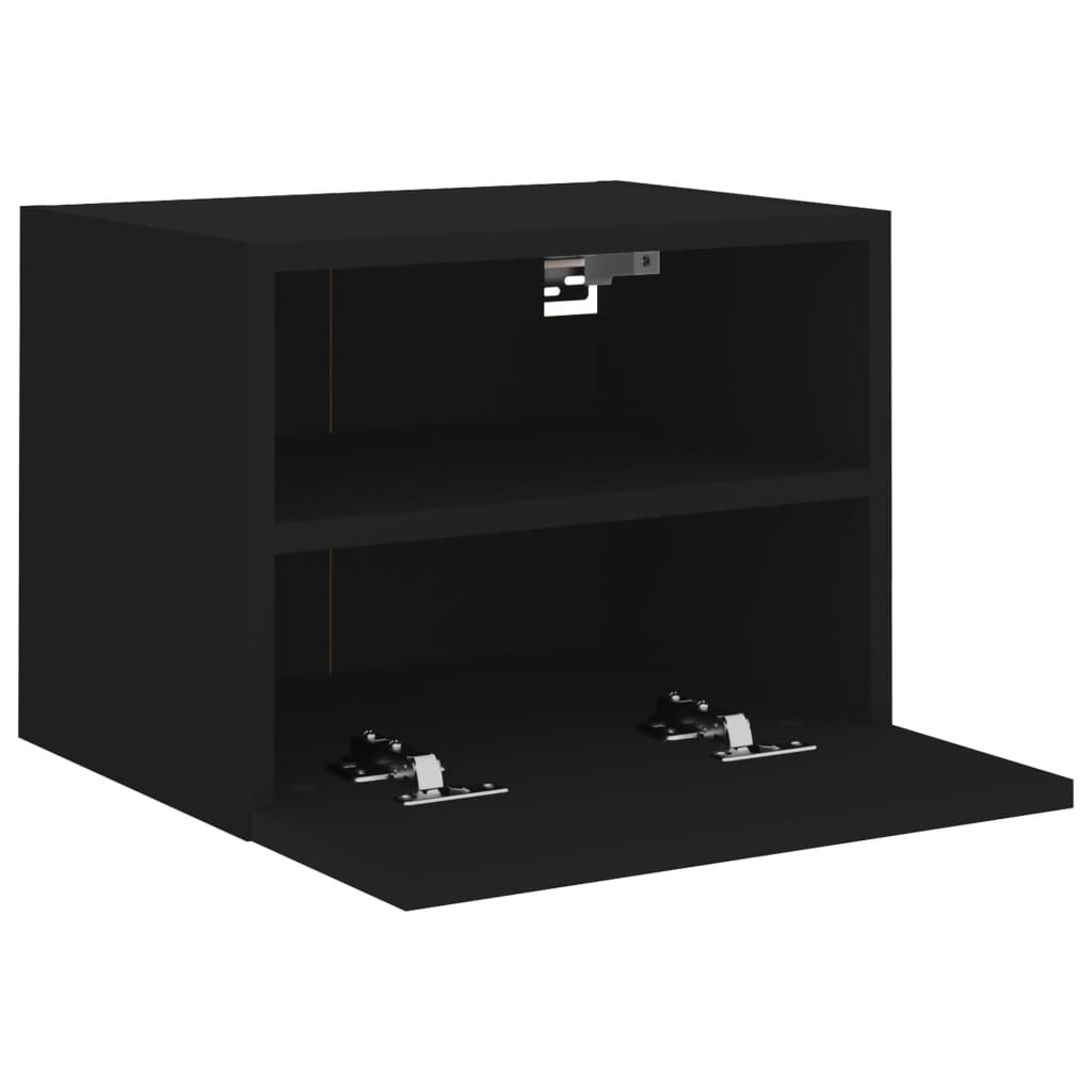 Wall TV cabinets, 2 pcs., black, 40x30x30cm, wood