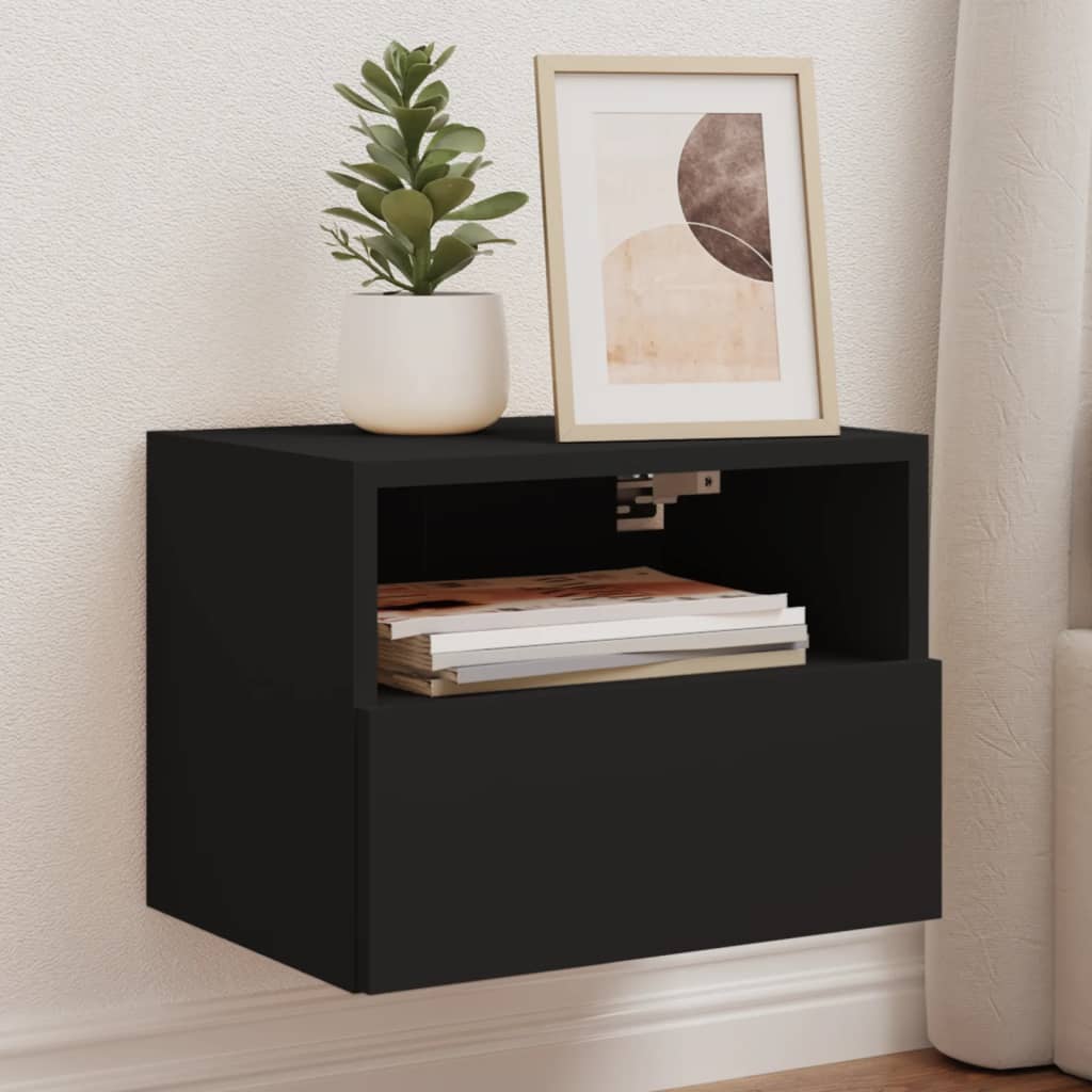 Wall TV cabinets, 2 pcs., black, 40x30x30cm, wood