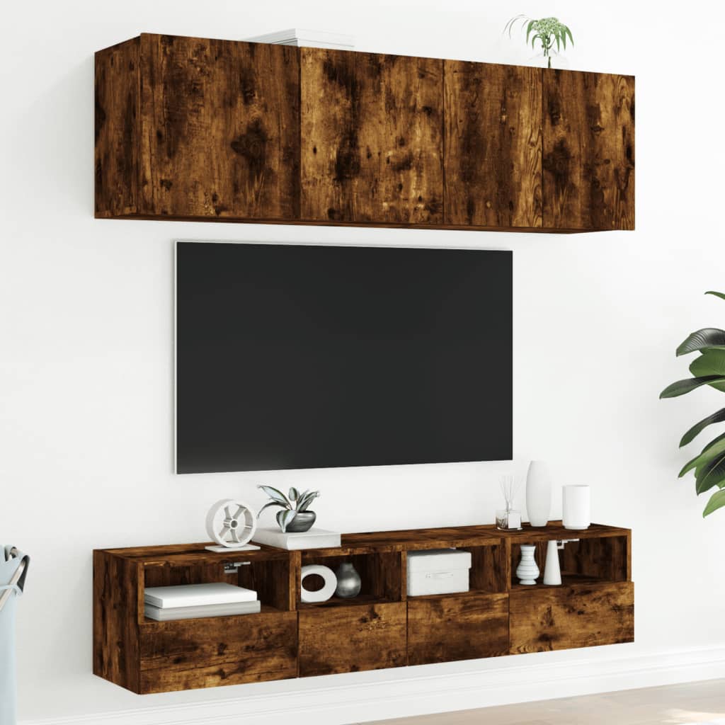 Sieninė TV spintelė, dūminio ąžuolo, 40x30x30cm, mediena