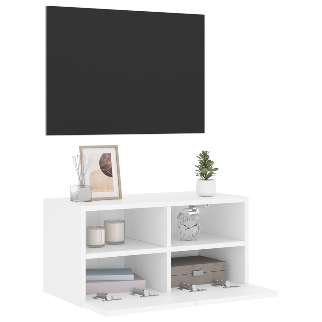 Sieninė TV spintelė, balta, 60x30x30cm, apdirbta mediena