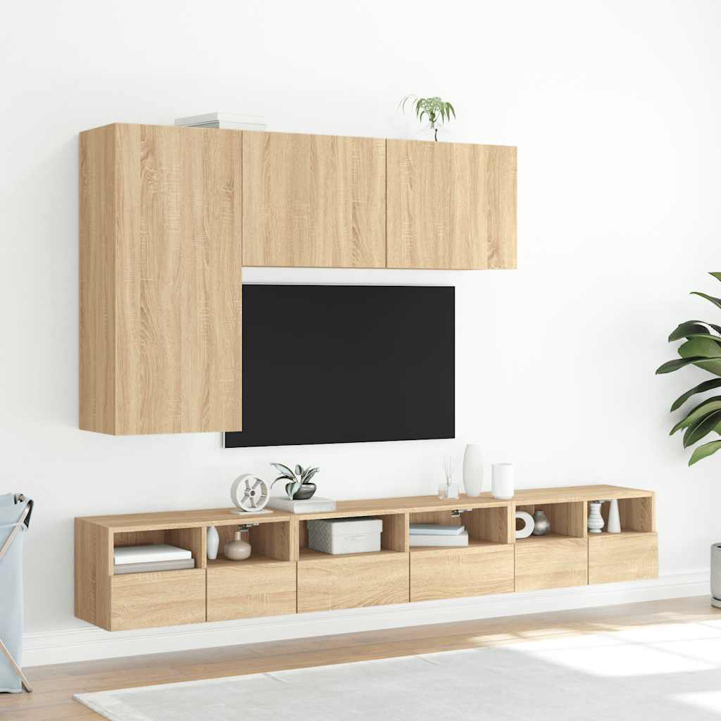 Wall-mounted TV cabinet, oak, 60x30x30cm, engineered wood