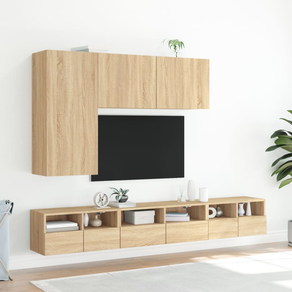 Pie sienas stiprināms TV skapītis, ozolkoka, 60x30x30 cm, inženierijas koksne
