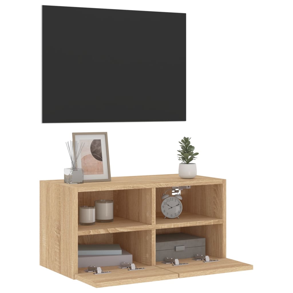 Pie sienas stiprināms TV skapītis, ozolkoka, 60x30x30 cm, inženierijas koksne