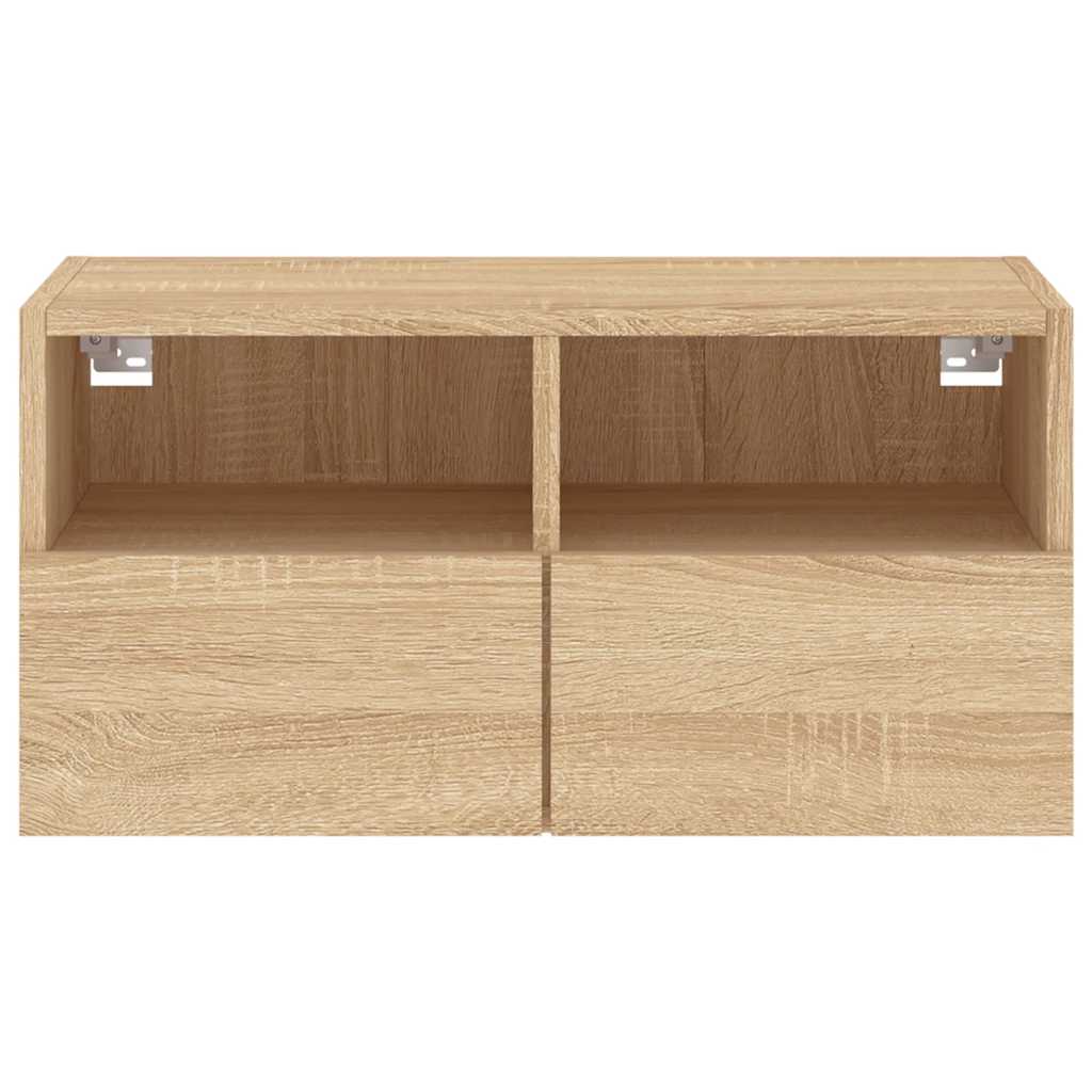 Wall-mounted TV cabinet, oak, 60x30x30cm, engineered wood