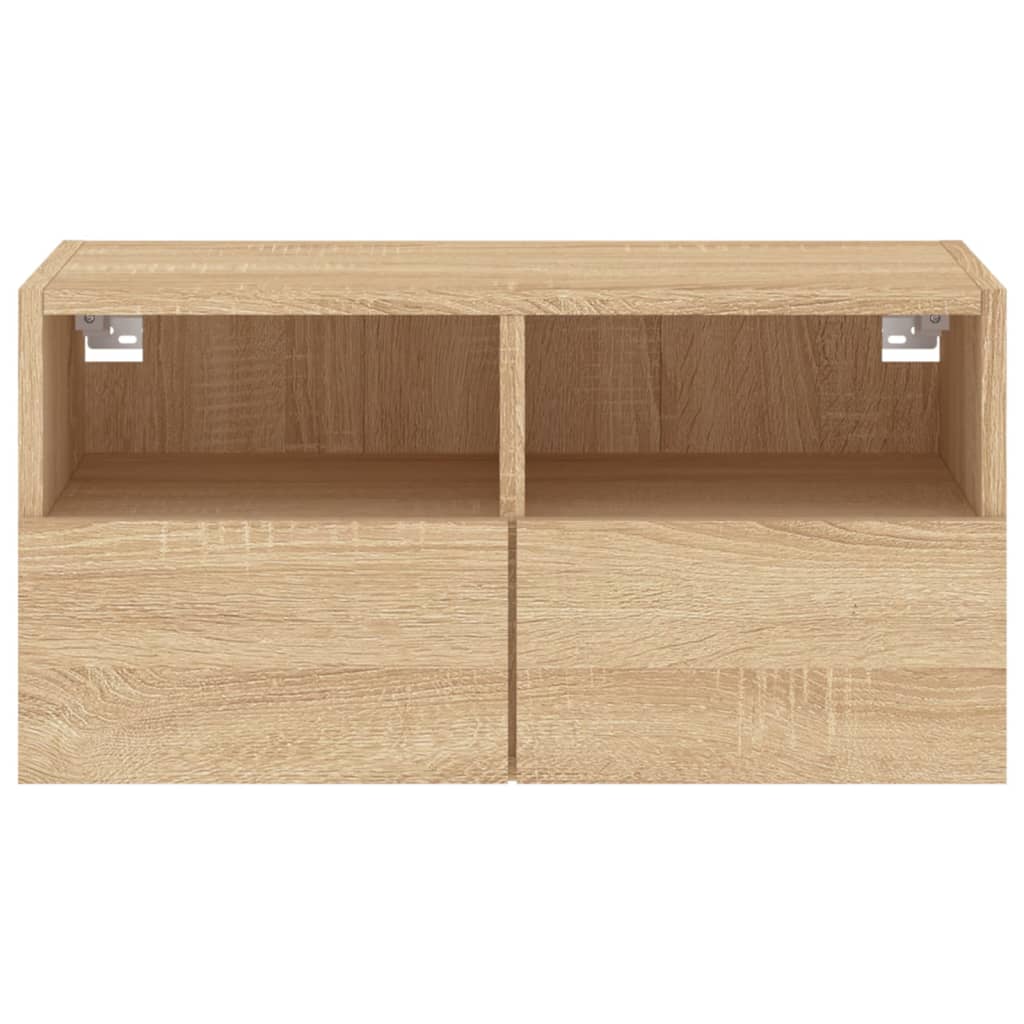 Pie sienas stiprināms TV skapītis, ozolkoka, 60x30x30 cm, inženierijas koksne